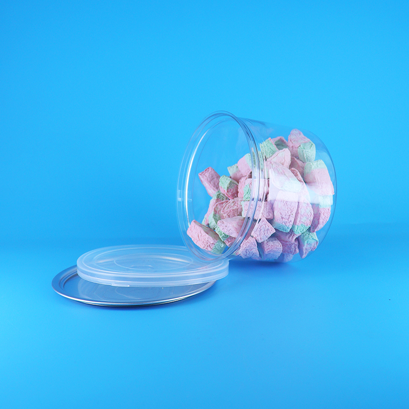 Transparente PET-Runde Dose mit leicht zu öffnendem Deckel für Lebensmittel, Süßigkeiten, Kekse, Snacks, Tee