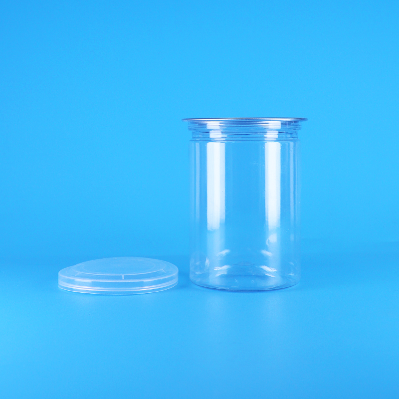 BPA-freie, transparente, runde PET-Kunststoff-Bonbon-, Joghurt-, Babykost- und Keksdosen mit PE-Deckel