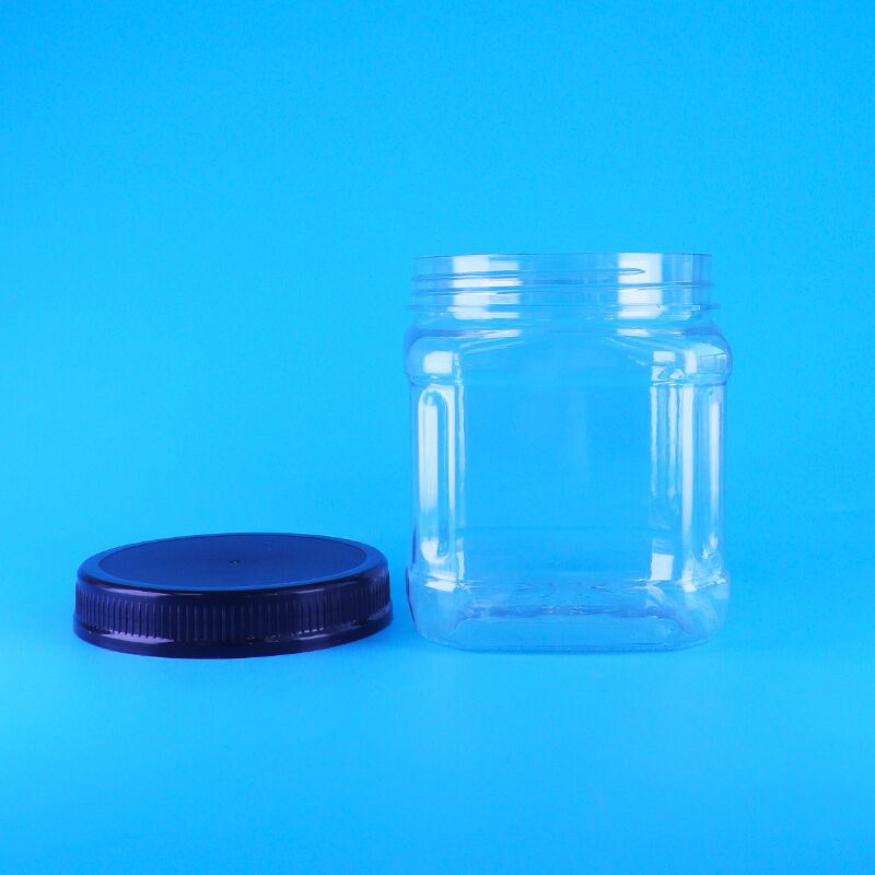 Quadratische, transparente, luftdichte Kunststoff-Vorratsgläser mit Schraubdeckel für Snacks, Rosinen, dicke Bohnen und Pinienkerne