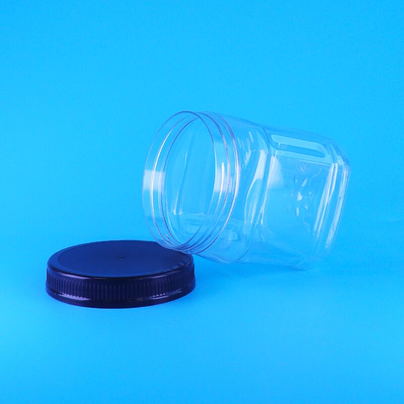 Luftdichte, quadratische, transparente Kunststoffgläser mit Schraubdeckel für Skittles, Schokoladenstückchen, Bohnen, Pinienkerne