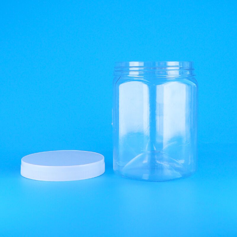 Hexagonale Form Klares PET Kunststoff Kekse Pekannüsse Trocknete Pommes Frites Glas Weiß Flachdeckel