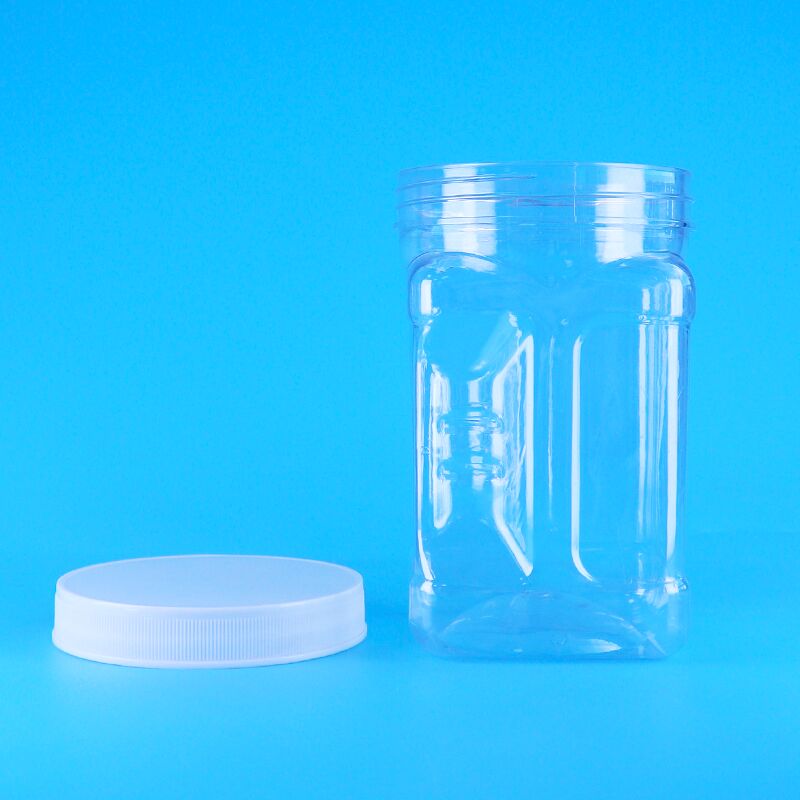 Sesam-Maismehl-Füllung Keks PET transparente Kunststoff-Schraubdeckel quadratische Griffgläser BPA-frei