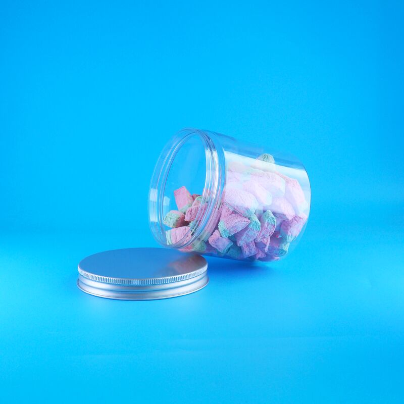 Runder Aluminium-Deckel mit leichtem Öffnungsmechanismus für Lebensmittel, Süßigkeiten, Kekse, Jasmintee, Kunststoff, transparente PET-Dose