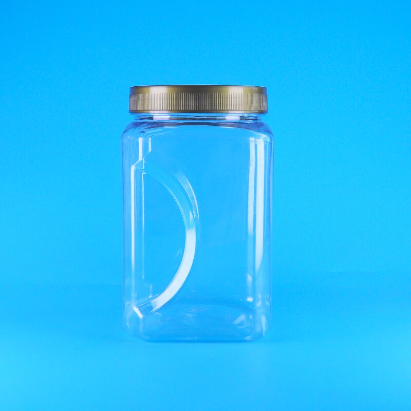 PET-Quadratform klares Braunes Deckel Kunststoff Lebensmittel-Keks Badem Trockene Früchte Glas