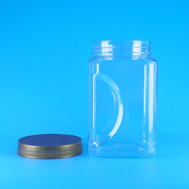 PET-Quadratform klares Braunes Deckel Kunststoff Lebensmittel-Keks Badem Trockene Früchte Glas