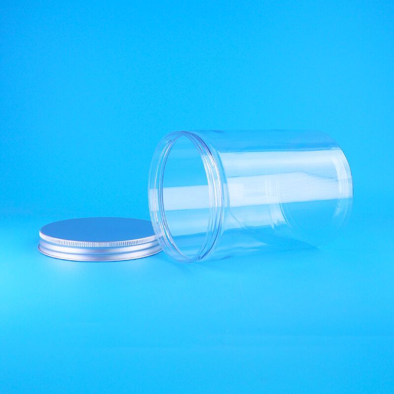 Weithalsige rote Dattel-Oliven-Popcorn-Runde, transparente PET-Lebensmittelbehälter mit flachem Schraubdeckel