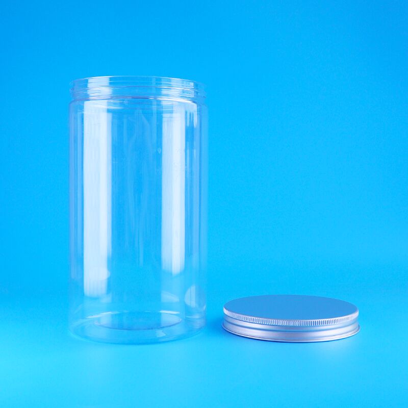 Klares Lebensmittel Getrocknete Früchte Krispige Erdnüsse Bären Kekse Runde PET-Gläser Schraubkappen