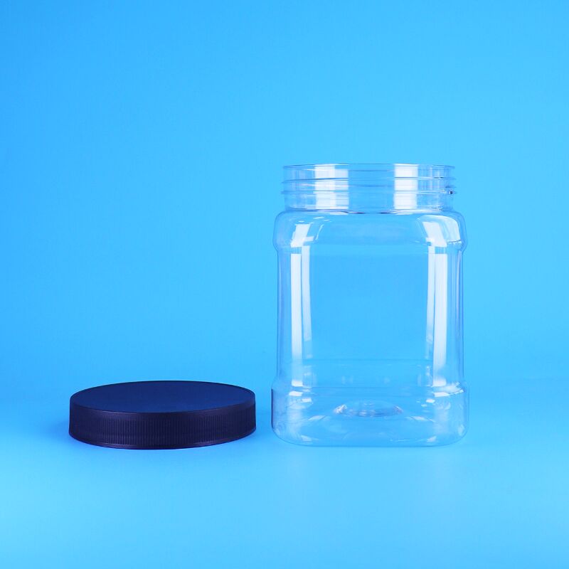 850 ml Lebensmittel PET Klarquadrat Plastikverpackungsgläser Schraubdeckel für getrocknete Früchte