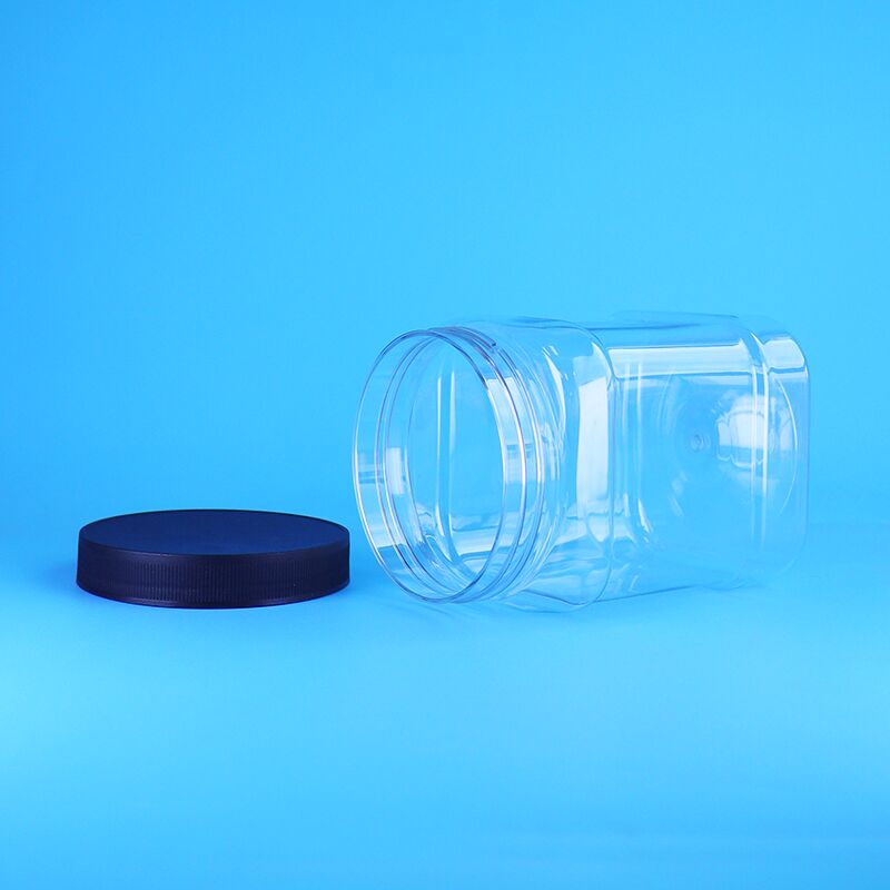 850 ml Lebensmittel PET Klarquadrat Plastikverpackungsgläser Schraubdeckel für getrocknete Früchte