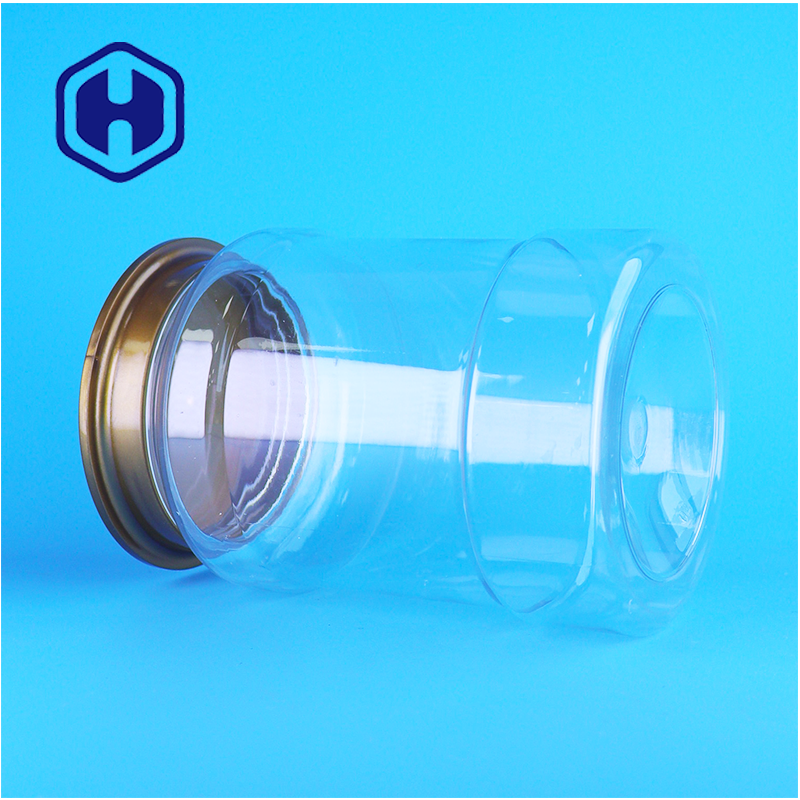 Nahrungsmittelsicherheit Custom PET Transparent Plastik kühl Trocken Pet Food Kekse Glas mit Schraubdeckel