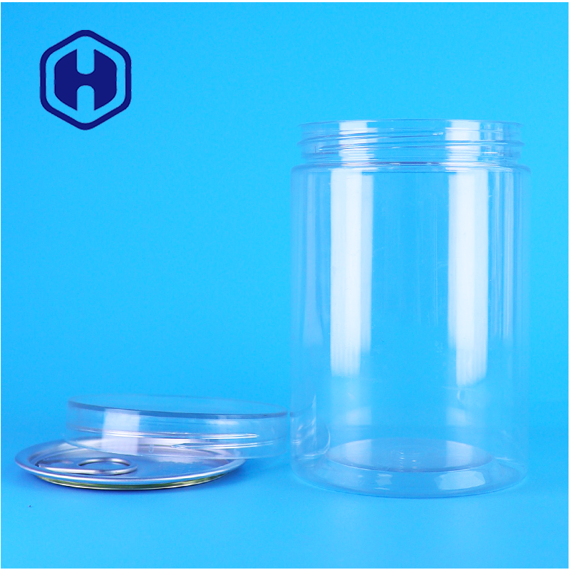 Runde Form hochwertiges klares PET-Plastik Tierfutter-Glas