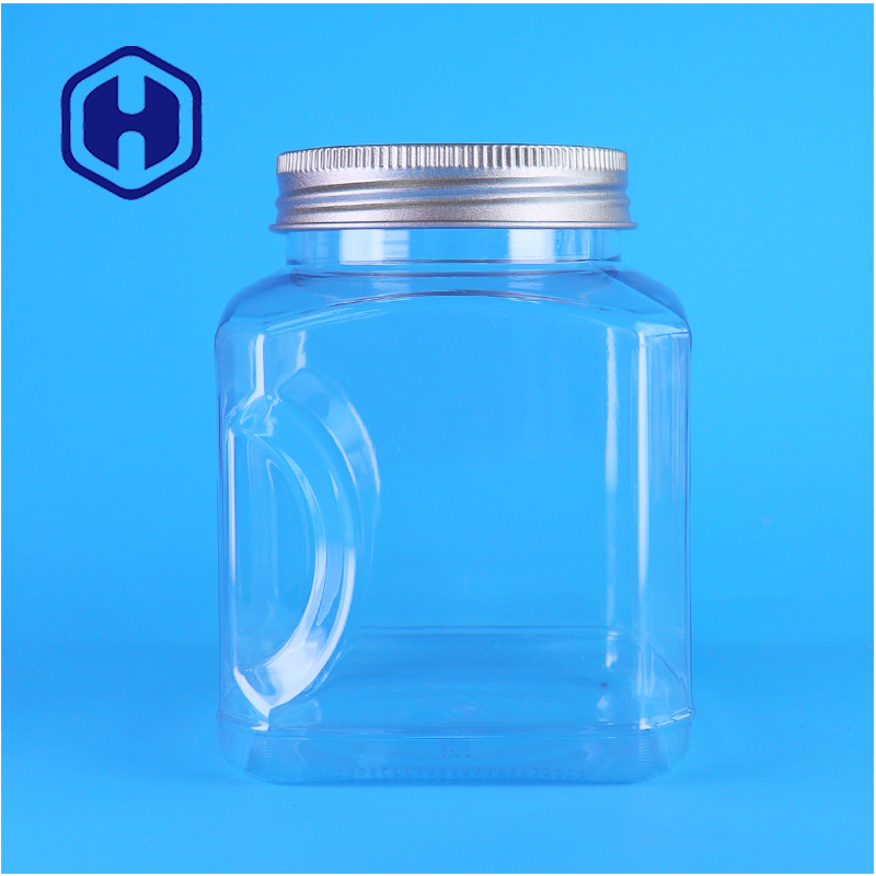 Klarer, quadratischer PET-Glas-Aluminiumdeckel in Lebensmittelqualität für Cashew-Verpackungen. Hersteller von OEM-Lebensmittelbehältern