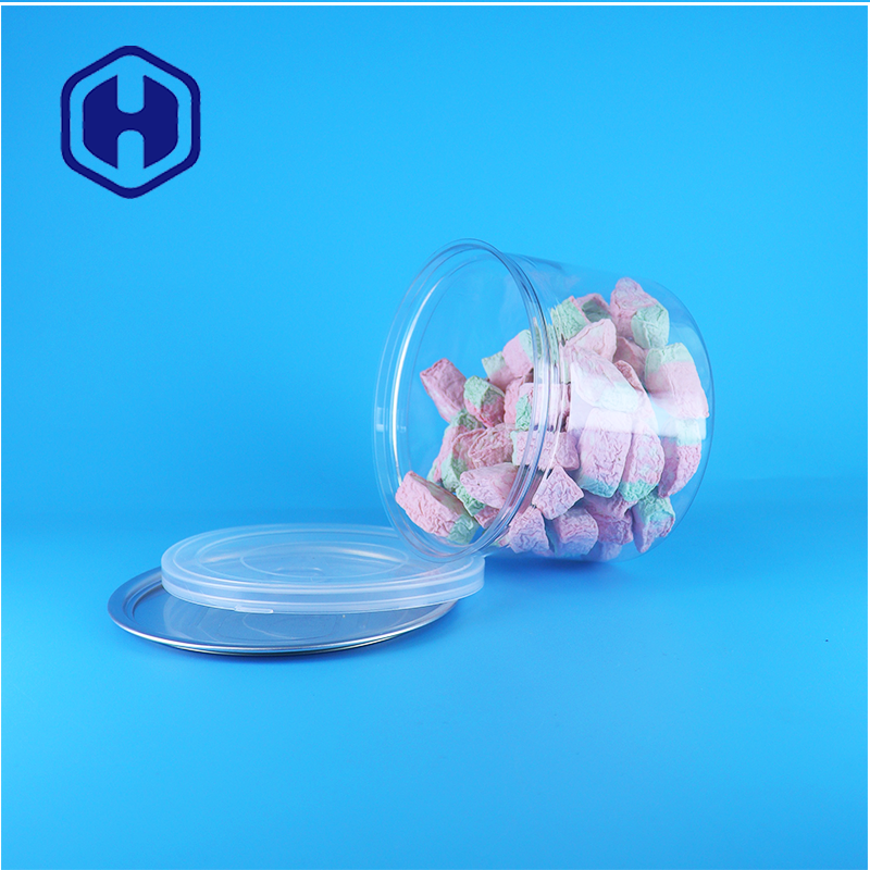 Transparente PET-Runde Dose mit leicht zu öffnendem Deckel für Lebensmittel, Süßigkeiten, Kekse, Snacks, Tee