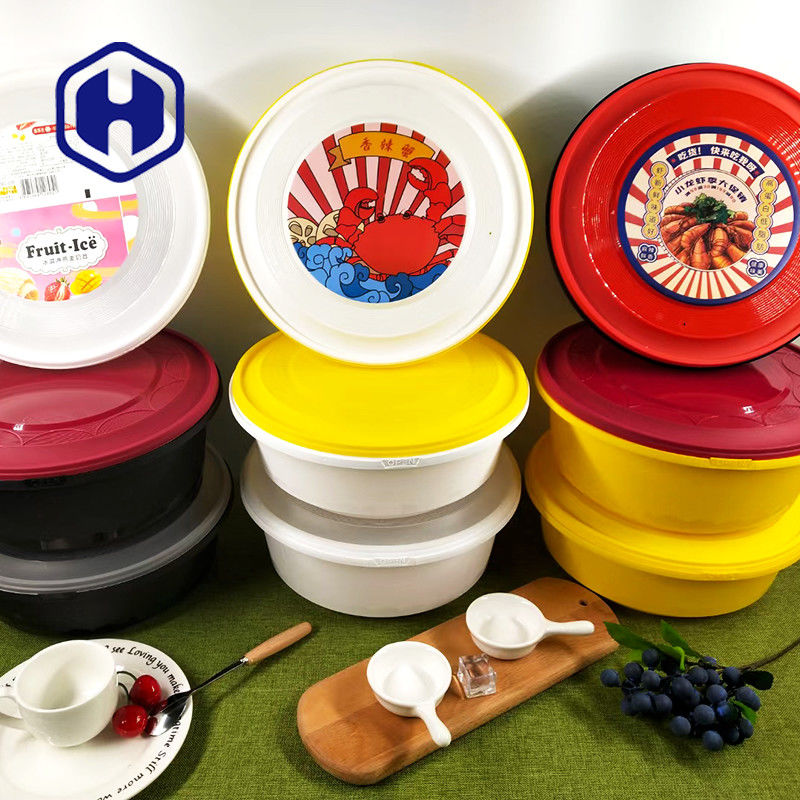 Warmgeformter Schnellimbiß IML nehmen verpackenden Plastik-Leck-Beweis Tray With Lids 1300ml weg