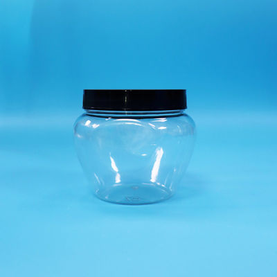 Versiegelte Transparente Einzigartige Form Kunststoff PET Süßigkeiten Lebensmittel Cookie Jar Schwarz Kunststoffdeckel