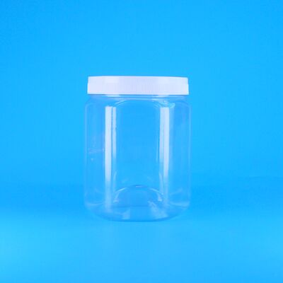 Hexagonale Form Klares PET Kunststoff Kekse Pekannüsse Trocknete Pommes Frites Glas Weiß Flachdeckel