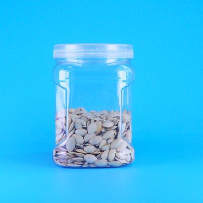 PET Quadratische Klare Schraubdeckel Kunststoff Aufbewahrung Griff Schwarz Reis Weizen Cracker Gläser