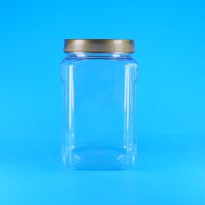 PET-Quadratform klares Braunes Deckel Kunststoff Lebensmittel-Keks Badem Trockene Früchte Glas