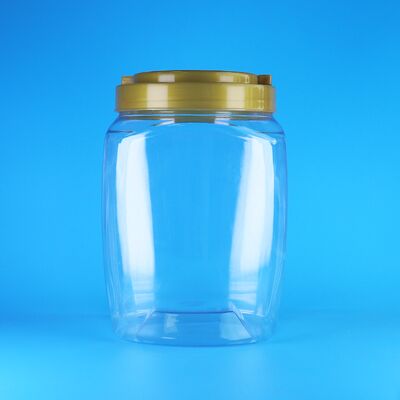 Durchsichtiger Quadratgriff Flachdeckel Kunststoff PET Süßigkeiten Kekse Trockenfutter Babynahrungsgefäße