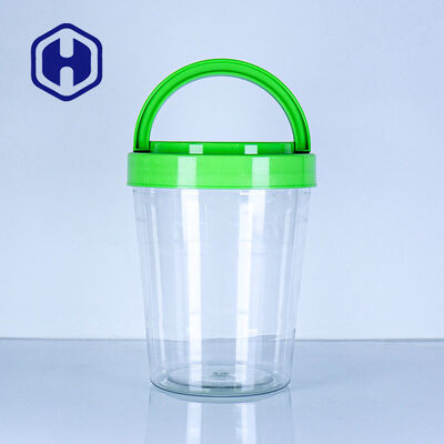 Kunststofftransparente, breite Mundflasche, Griffdeckel FSSC22000 EU getestet, runde Snackflasche