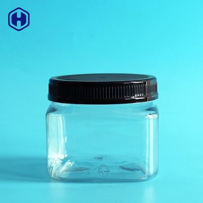 Klares HAUSTIER Plastikgriff rüttelt eingemachte quadratische Plastikgläser mit Deckeln 420ML 14OZ